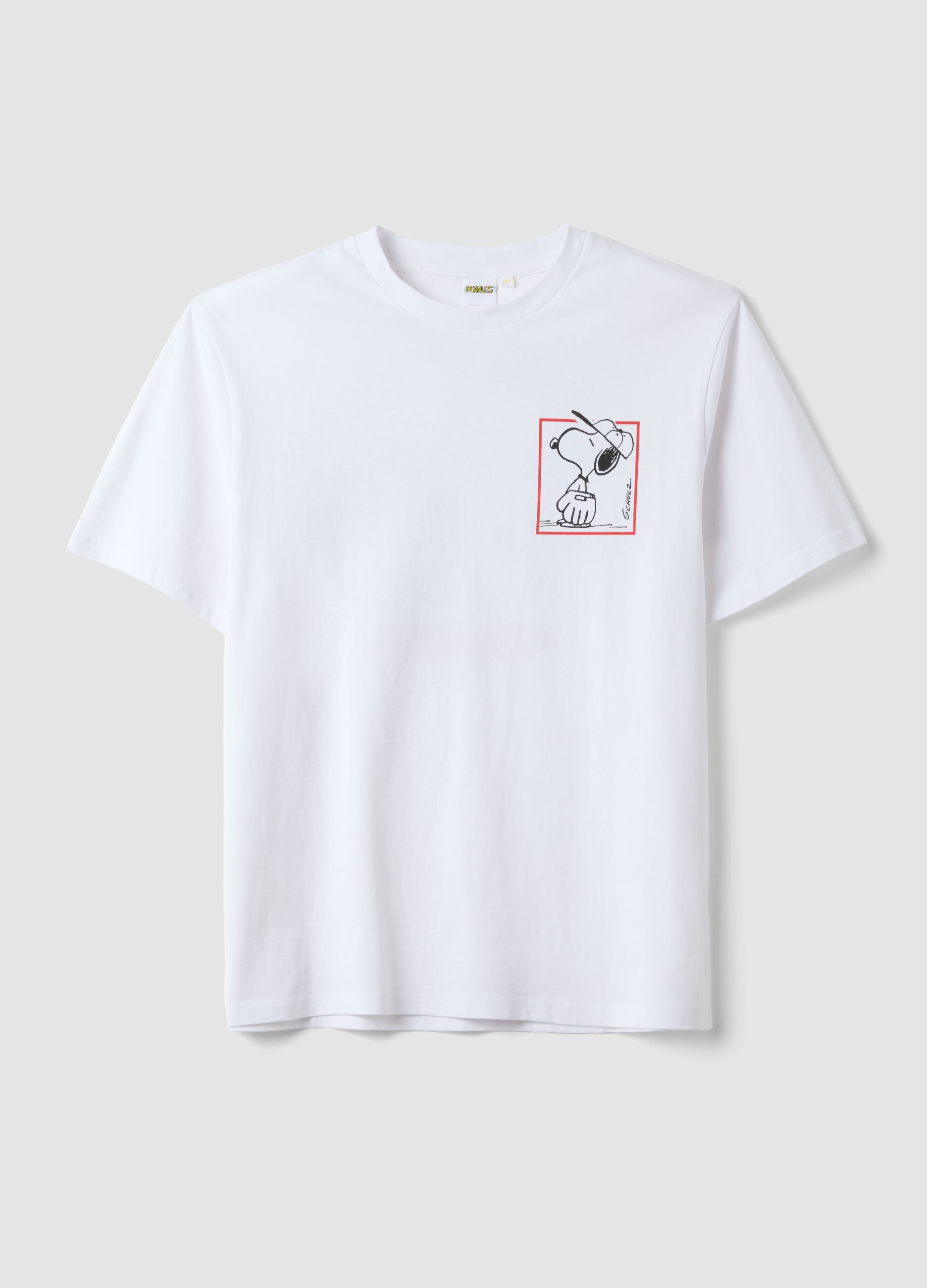 White pure cotton Peanuts print T-shirt, relaxed fit
