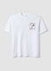 White pure cotton Peanuts print T-shirt, relaxed fit_4