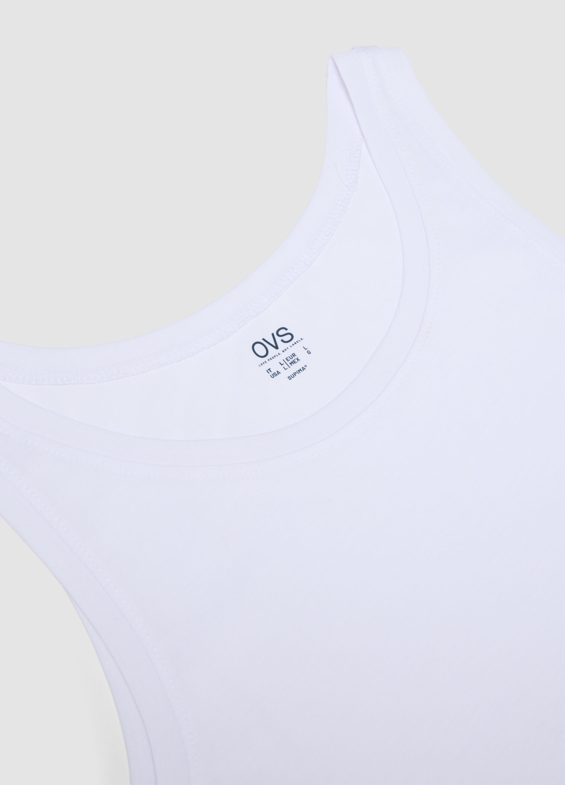 White Supima cotton vest top, regular fit