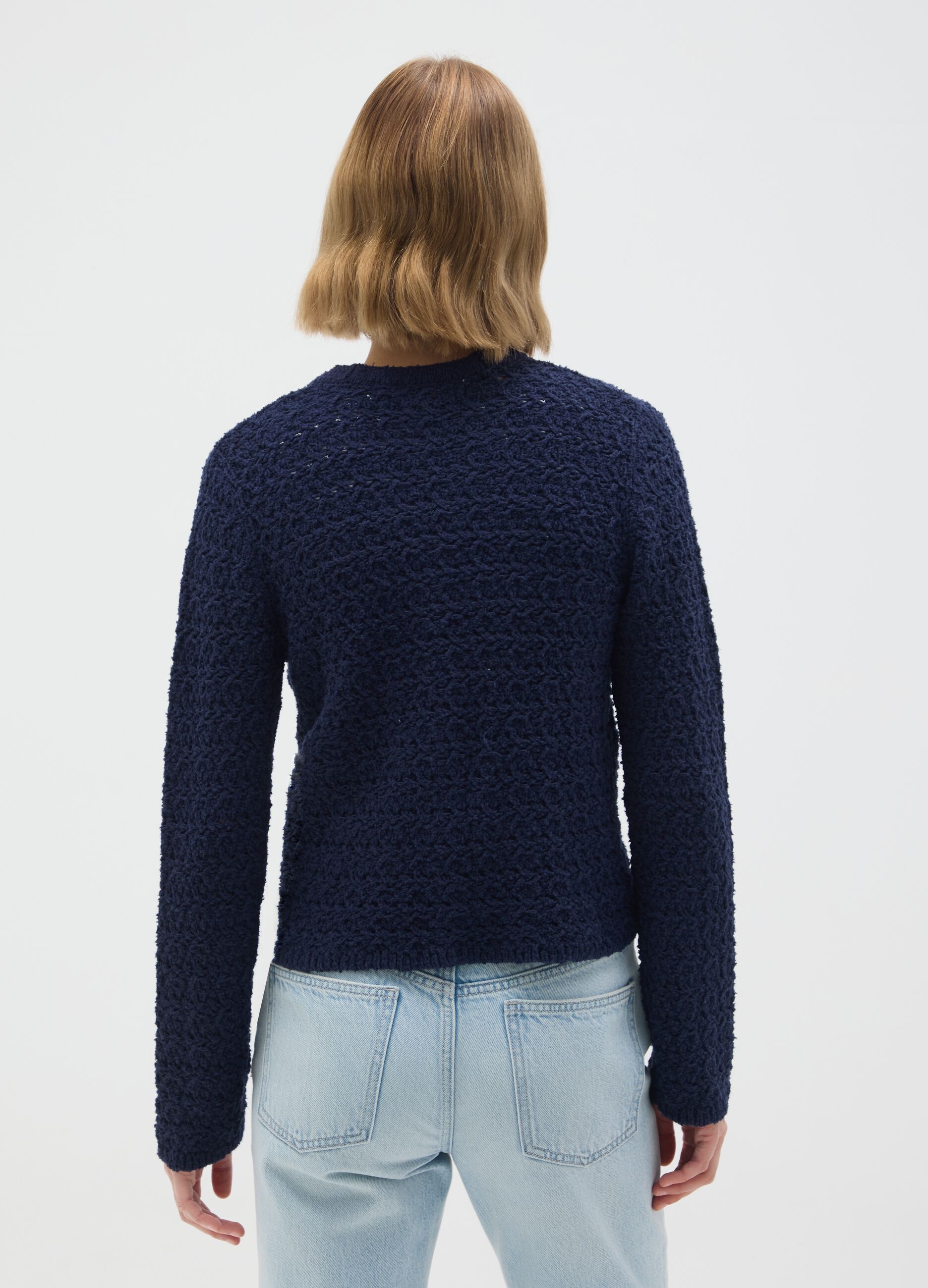 Cardigan blu in maglia strutturata