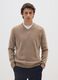 Beige V-Neck Sweater_0