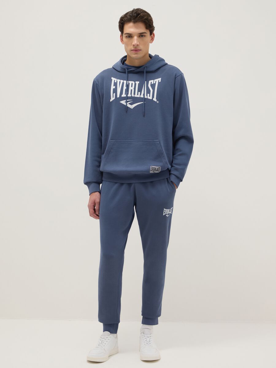 Pantaloni jogger in misto cotone blu regular fit con logo Everlast_0