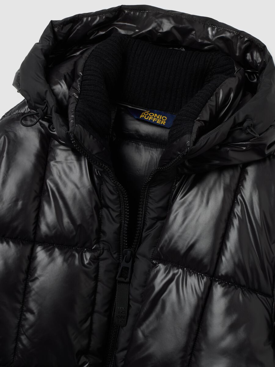 Piumino The Iconic Puffer nero con cappuccio_5