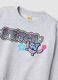 Felpa grigia in misto cotone con collo a costine e stampa Lilo & Stitch_4