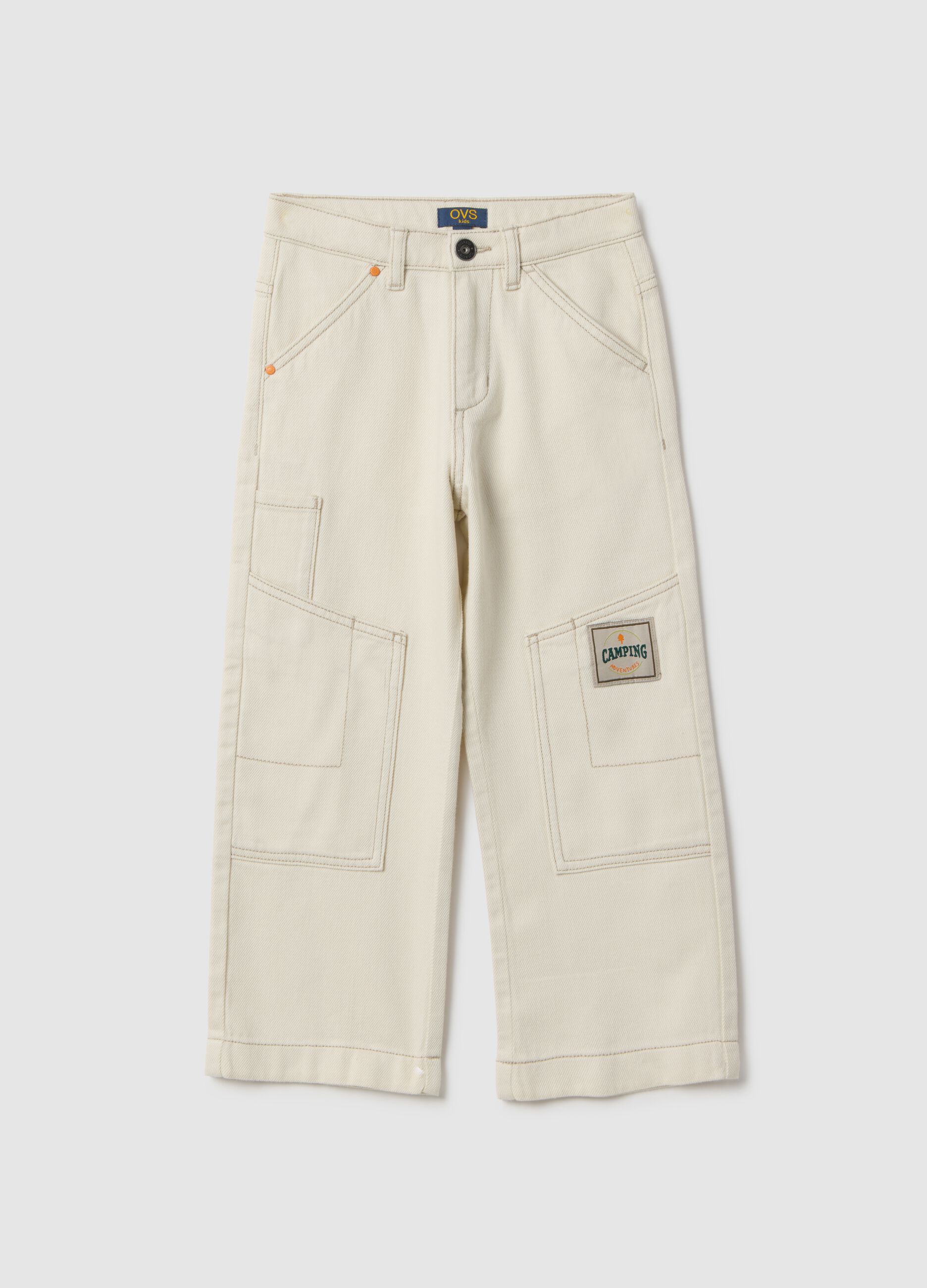 Beige cotton trousers for children