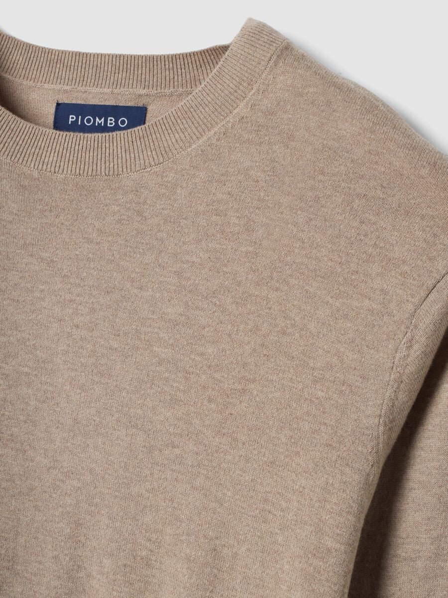 Beige crew-neck jumper in cotton and cashmere blend, regular fit_1