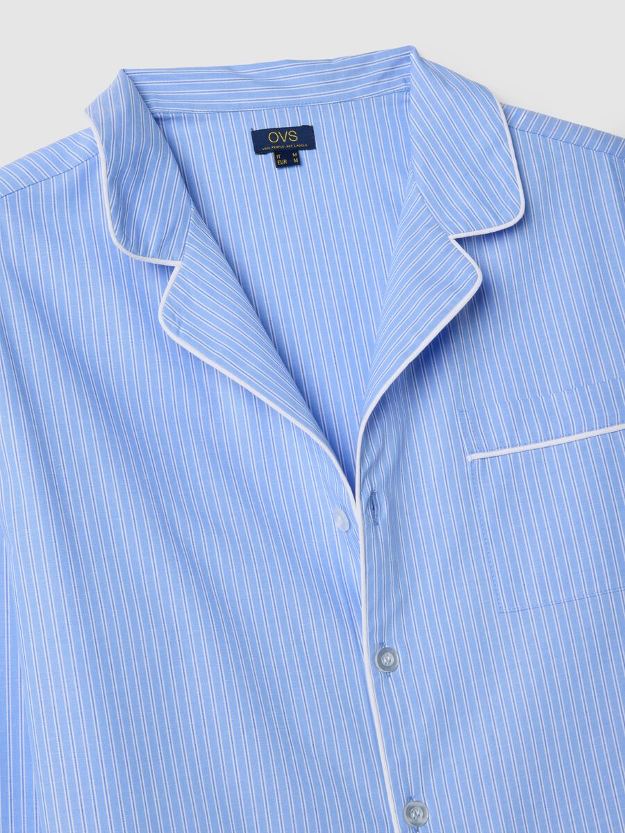 Blue striped pure cotton pyjamas with regular fit_5