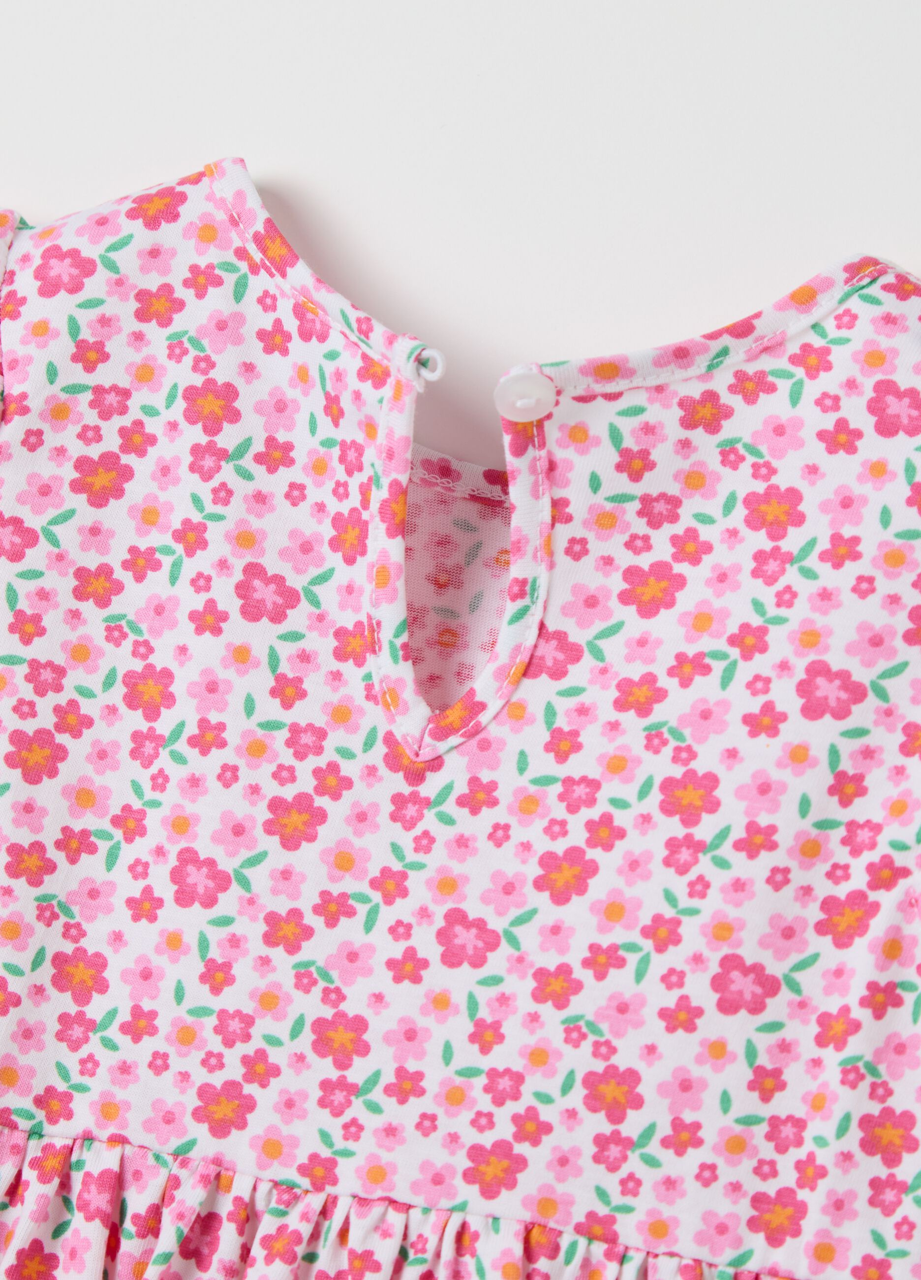 Vestito rosa a fiori in cotone