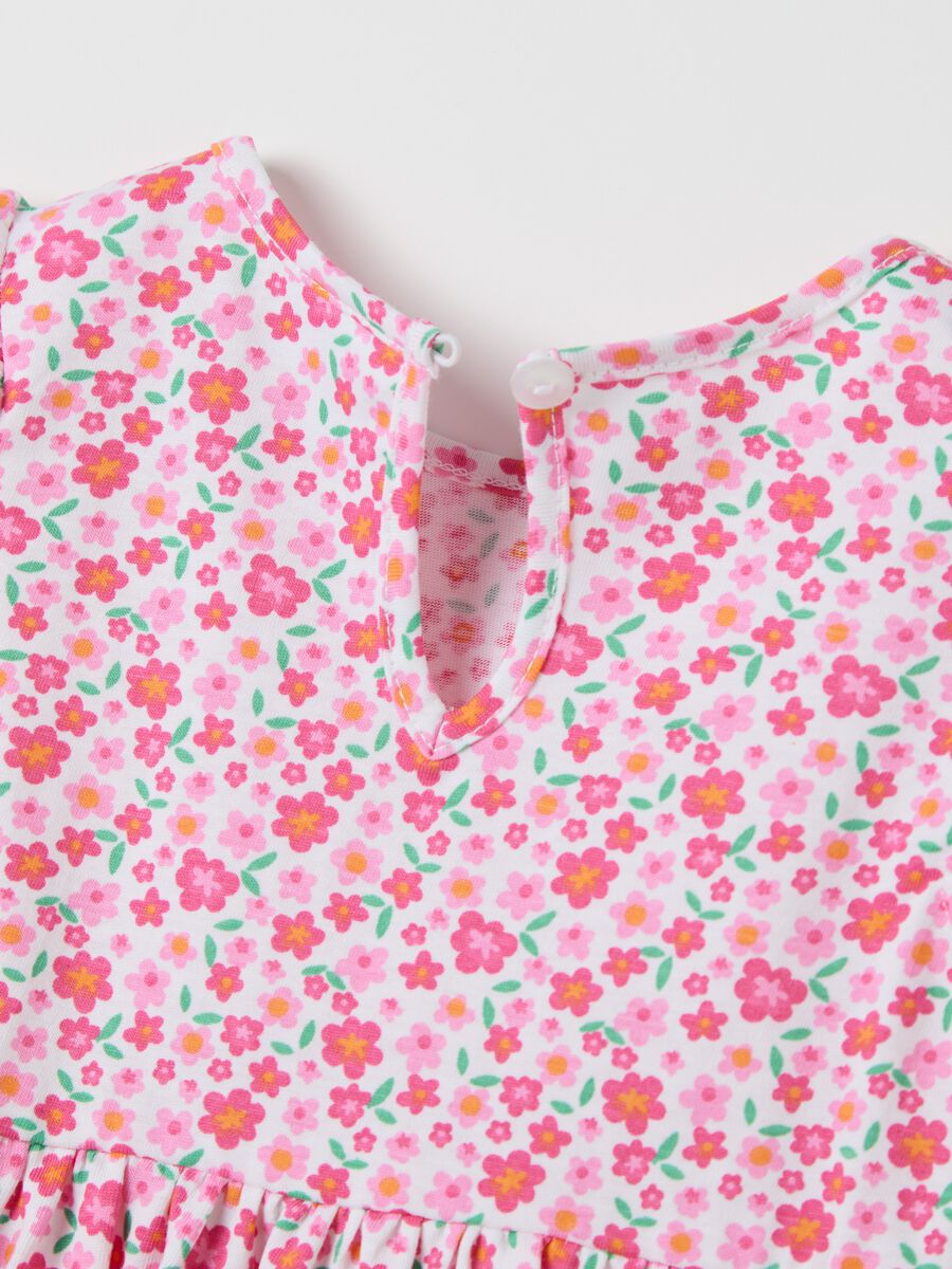 Pink dress with flowers in cotton_3