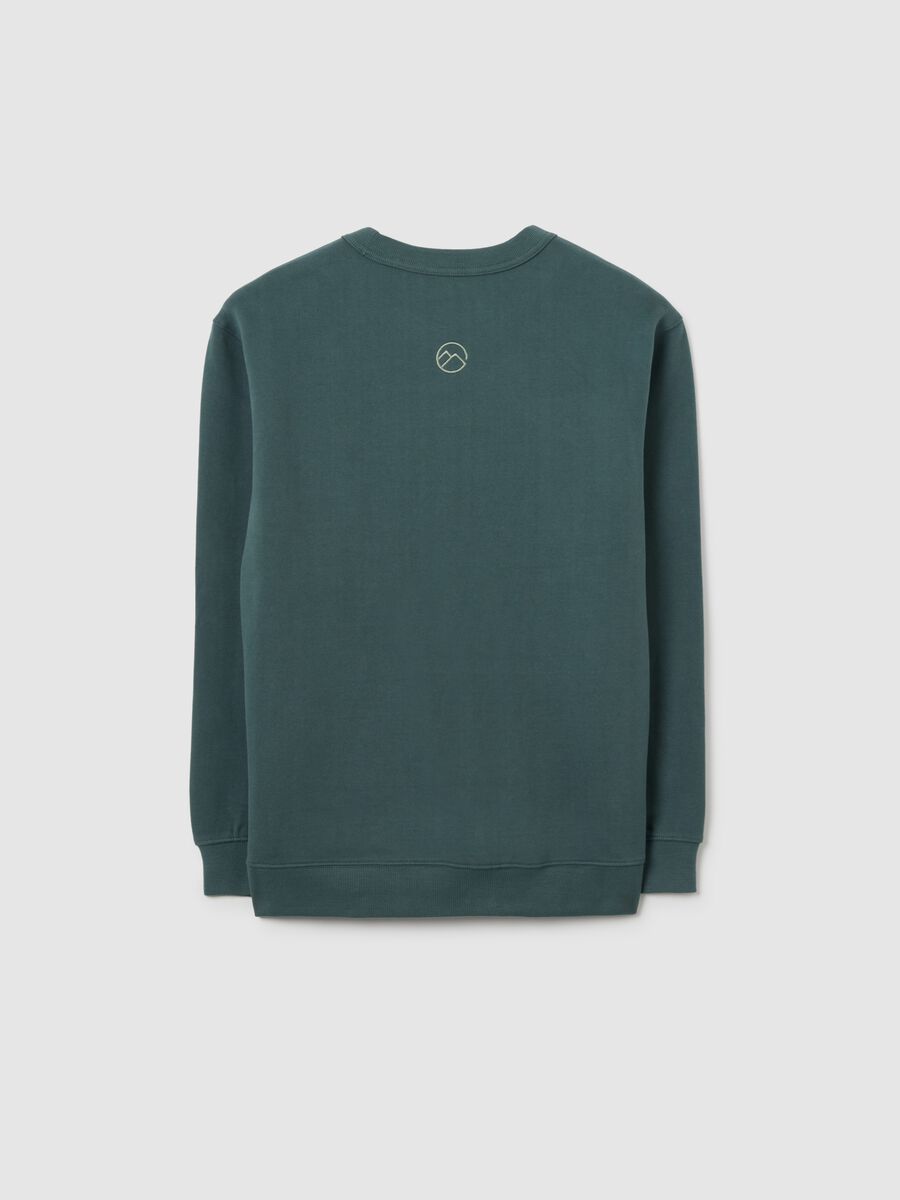 Felpa verde da bambino a girocollo con scritta _5