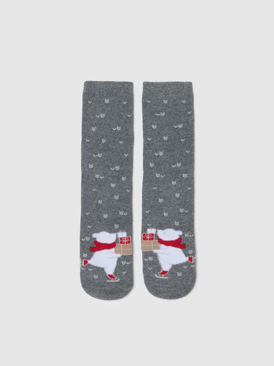Grey Christmas Cotton Blend Socks_0
