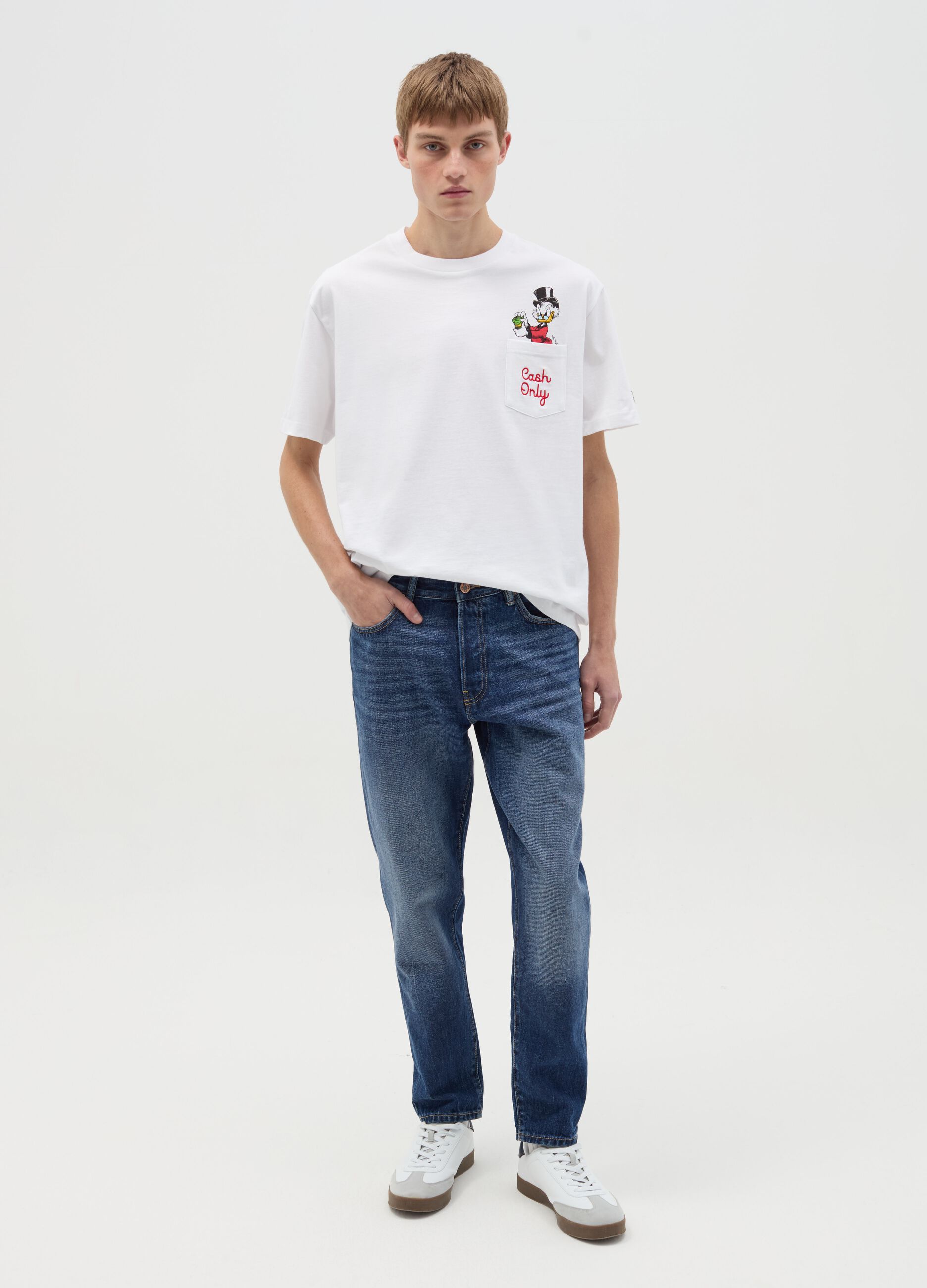 T-shirt in cotone con stampa Paperon de' Paperoni
