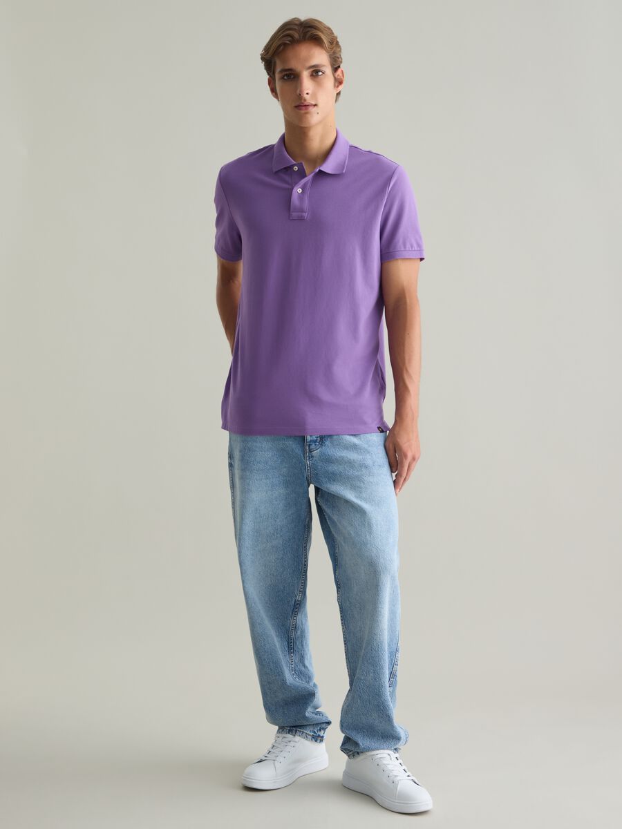 Men's violet pure cotton polo shirt regular fit_2
