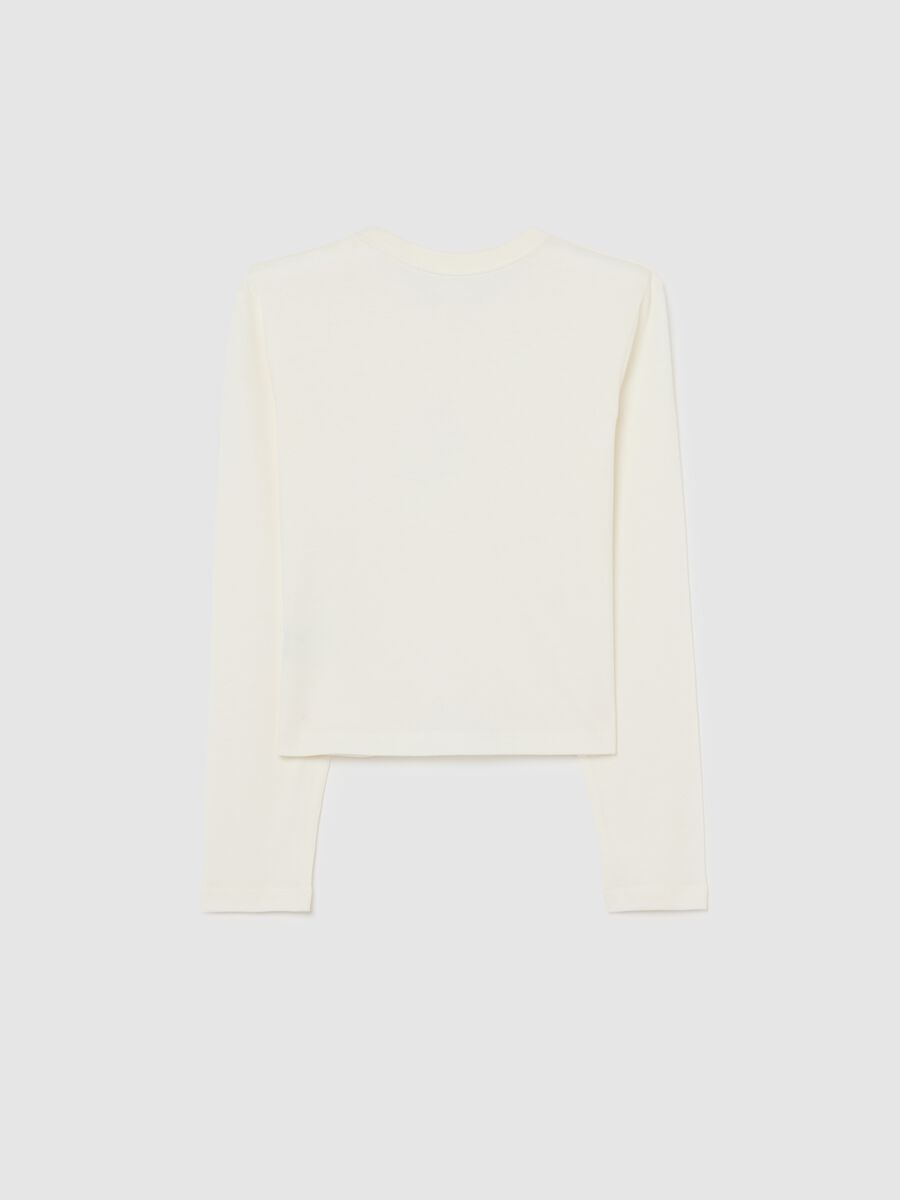 T-shirt bianca da ragazza in puro cotone regular fit con stampa_4