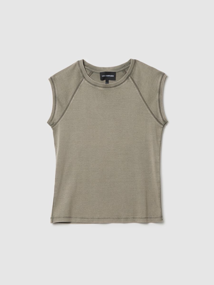 Women's fitted green pure cotton tank top_4