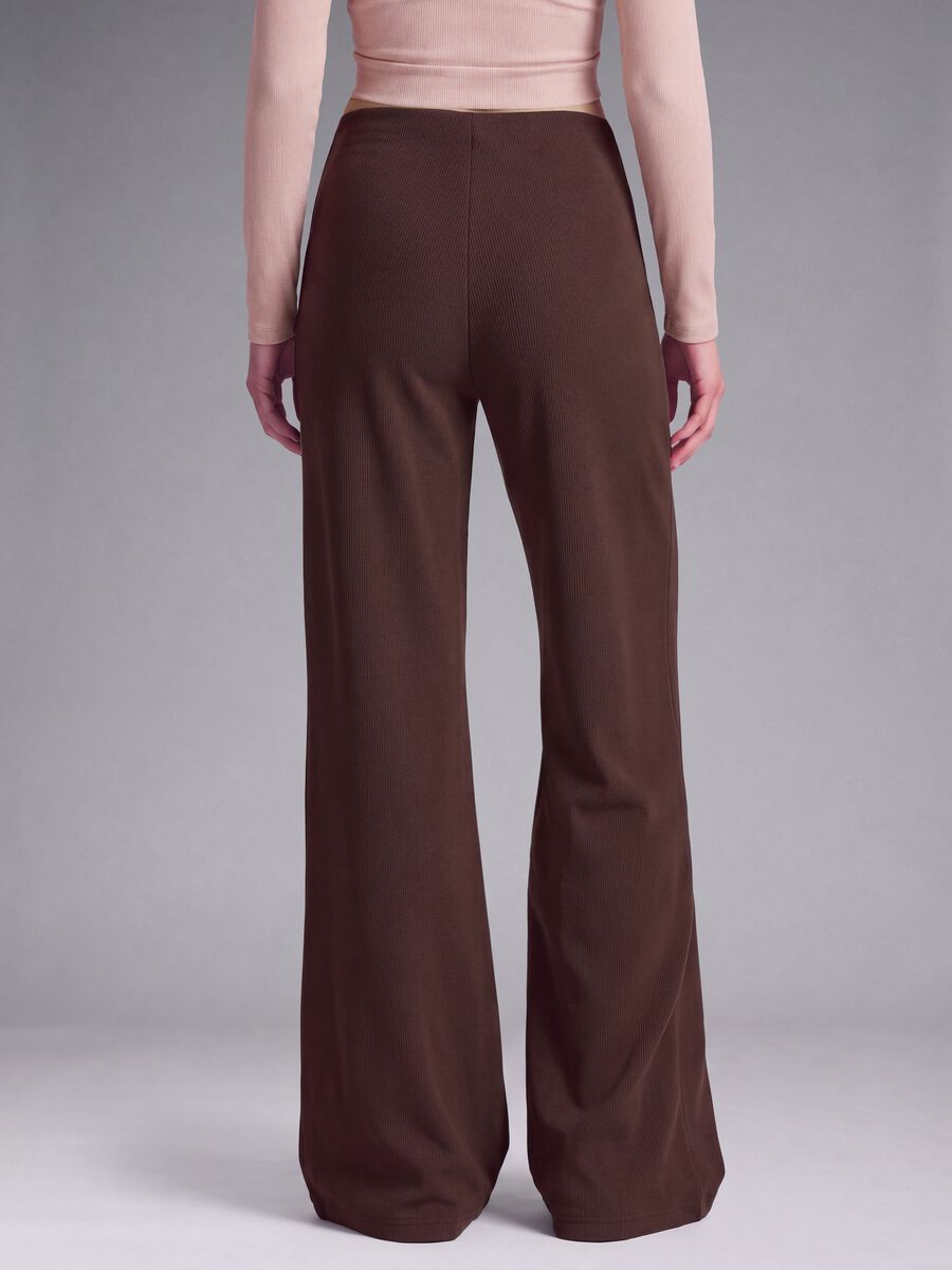 Pantaloni marroni in modal elasticizzato wide leg ALTAVIA STUDIO_2