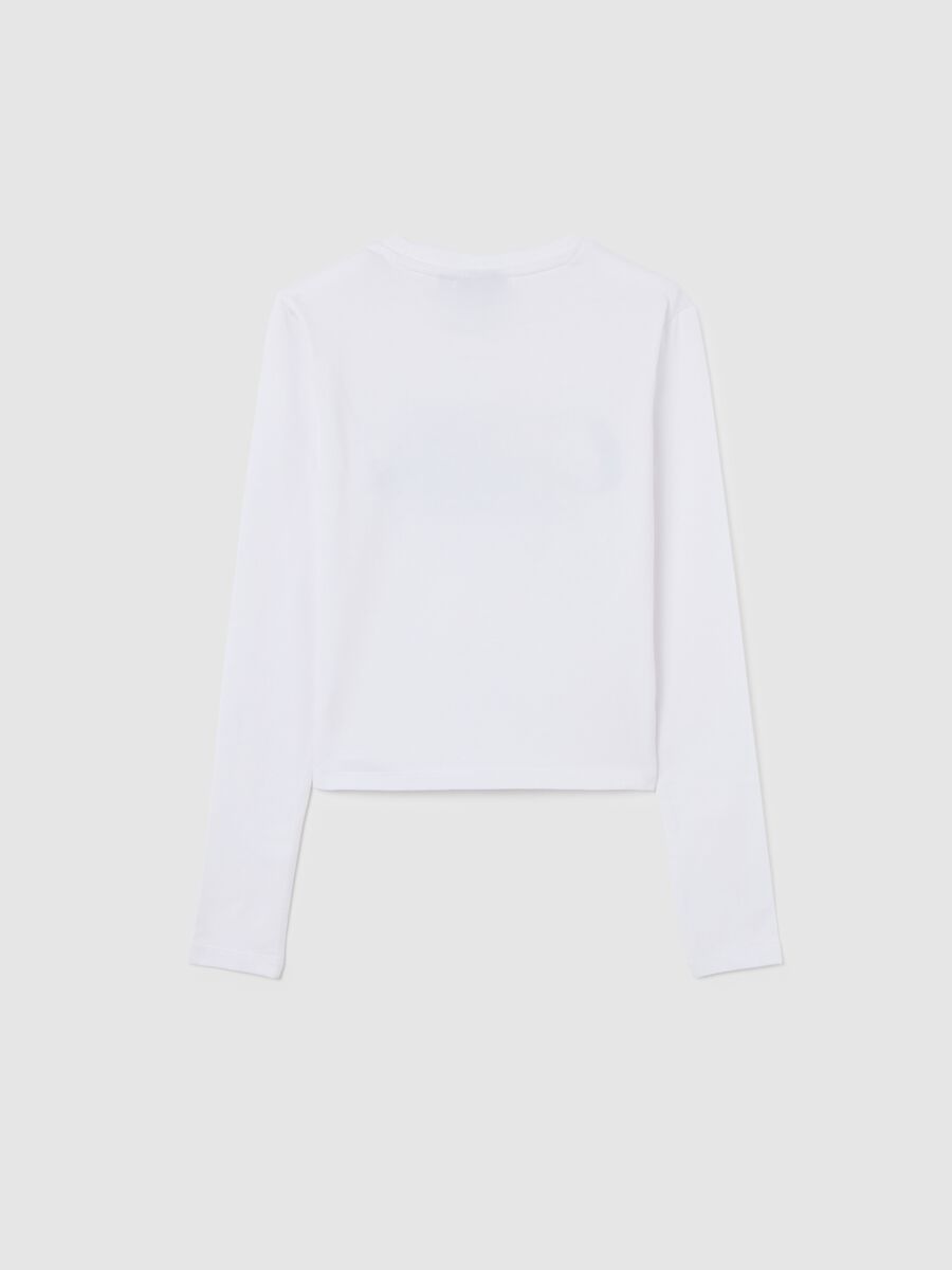 T-shirt da ragazze in cotone elasticizzato bianca slim fit con logo Celtics_4