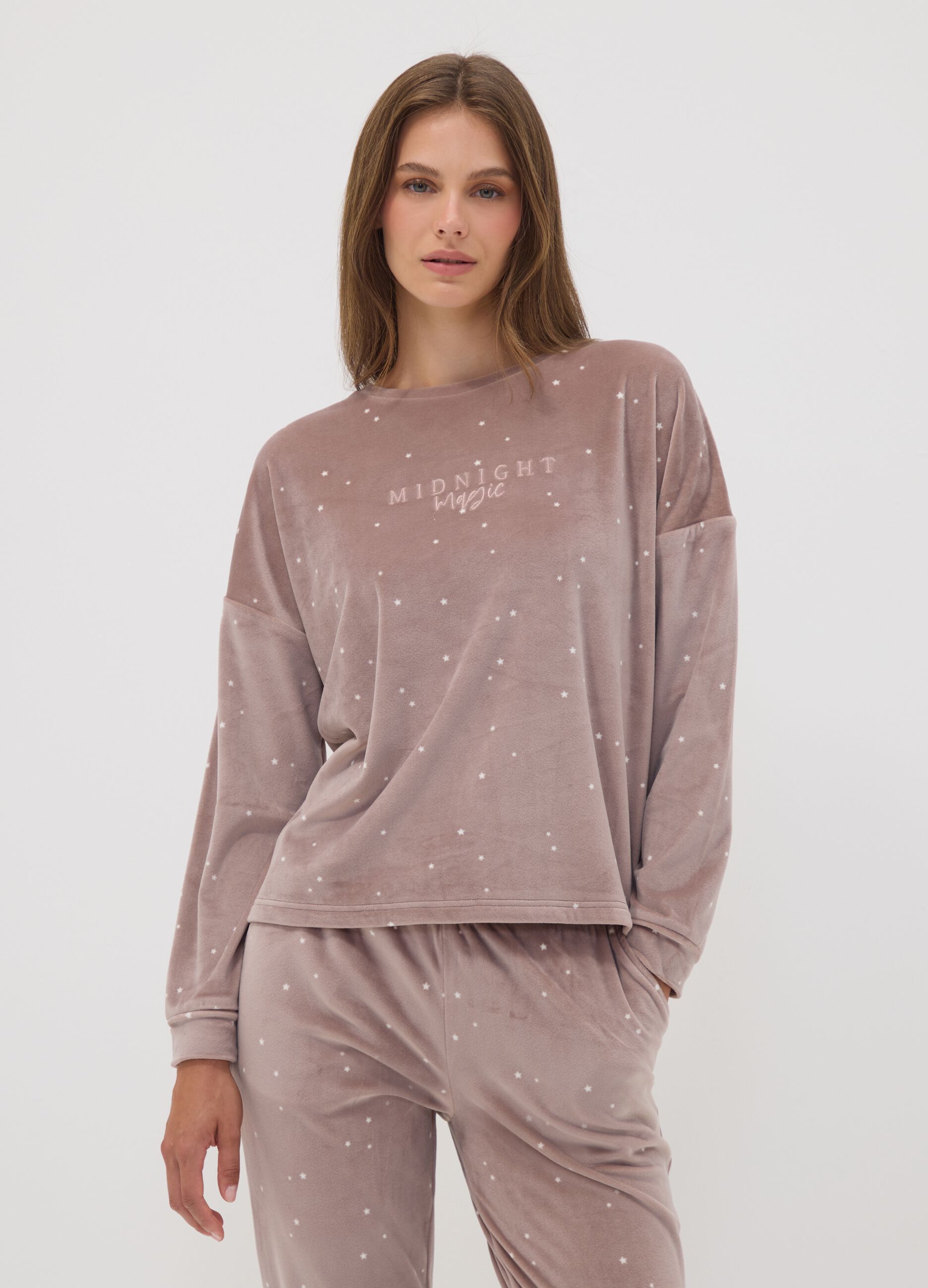 Pink stretch crew-neck top