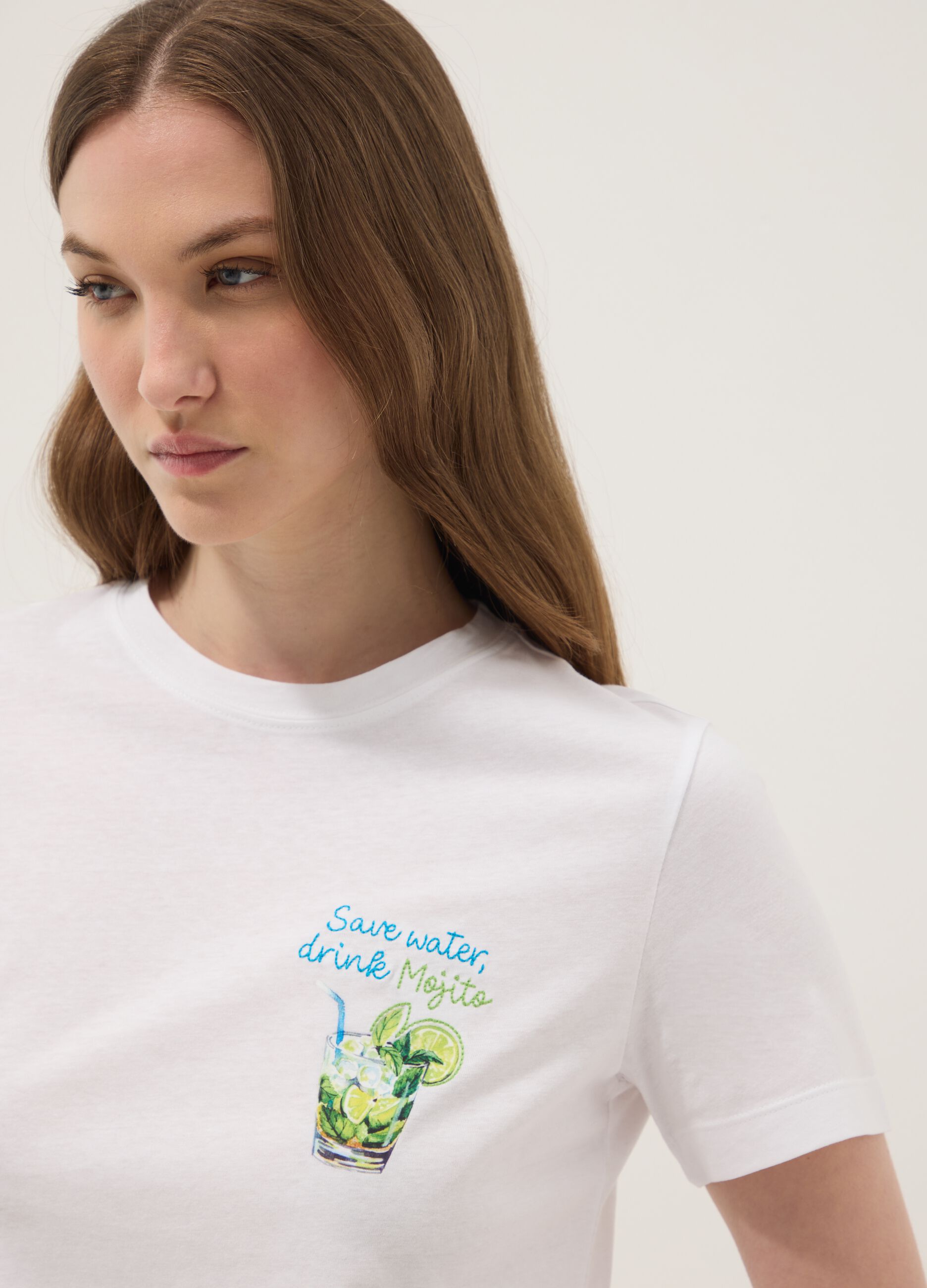 White pure cotton short-sleeve T-shirt