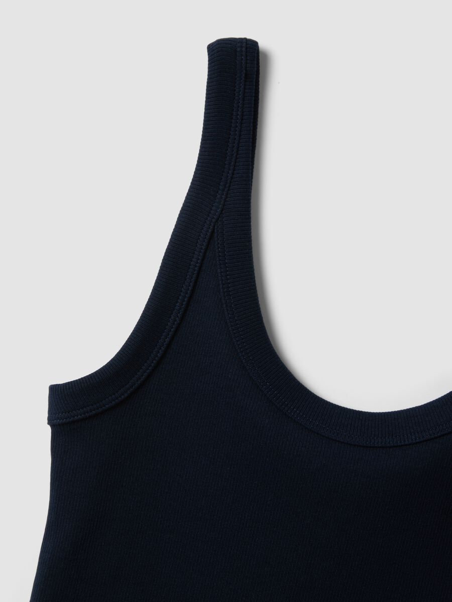 Blue fitted stretch-cotton vest top_5