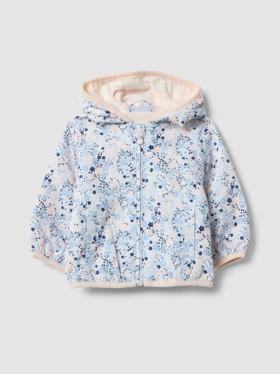 Giacca multicolor con cappuccio a fiori per neonata_0
