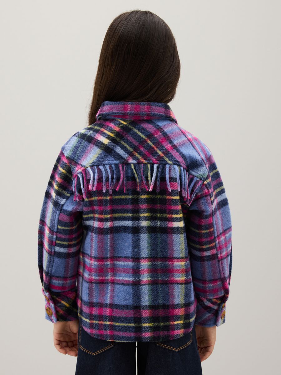 Multicolour Checked Wool Blend Shirt for Girls_2