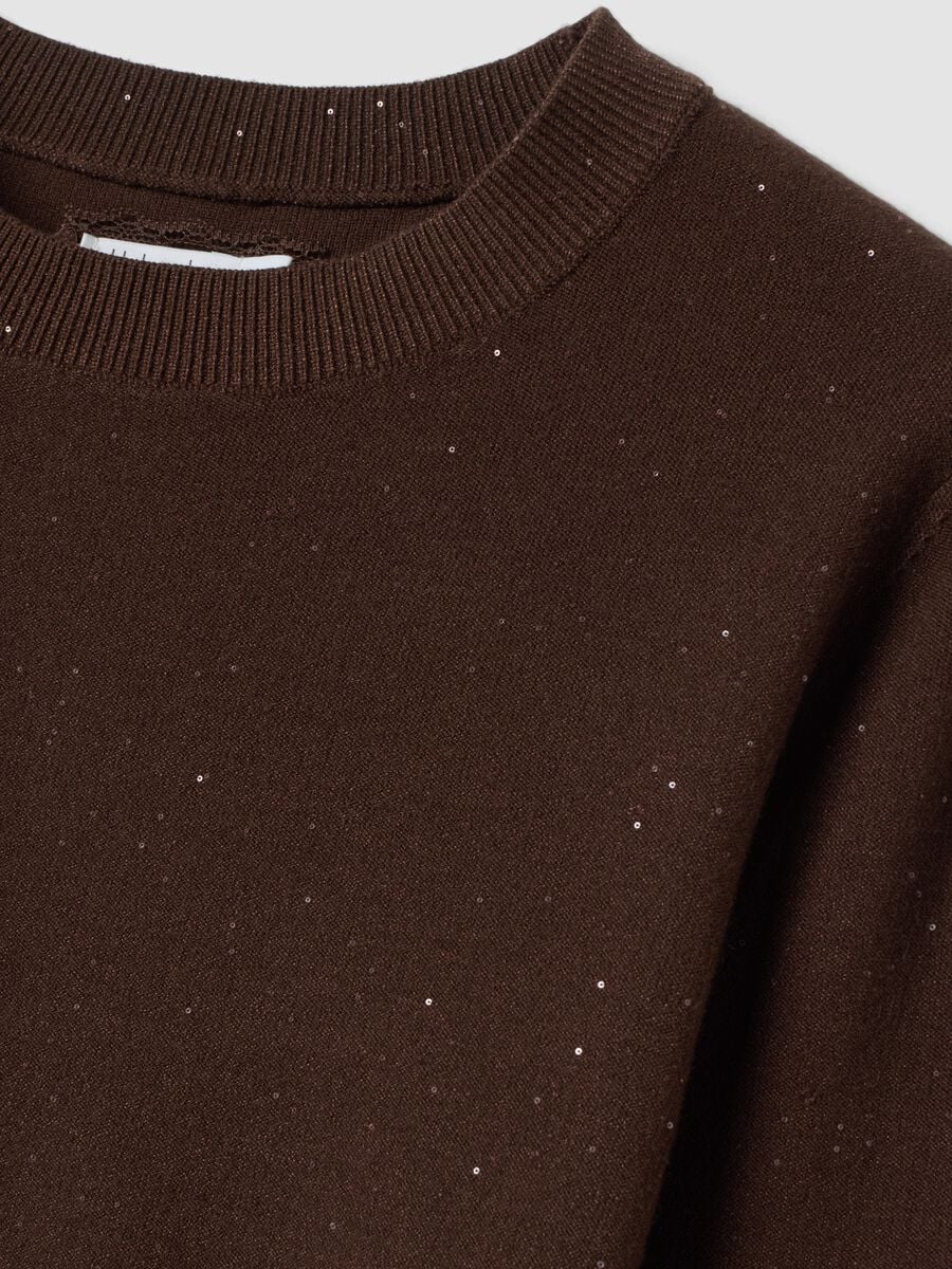 Brown viscose-blend sequin jumper, regular fit_1