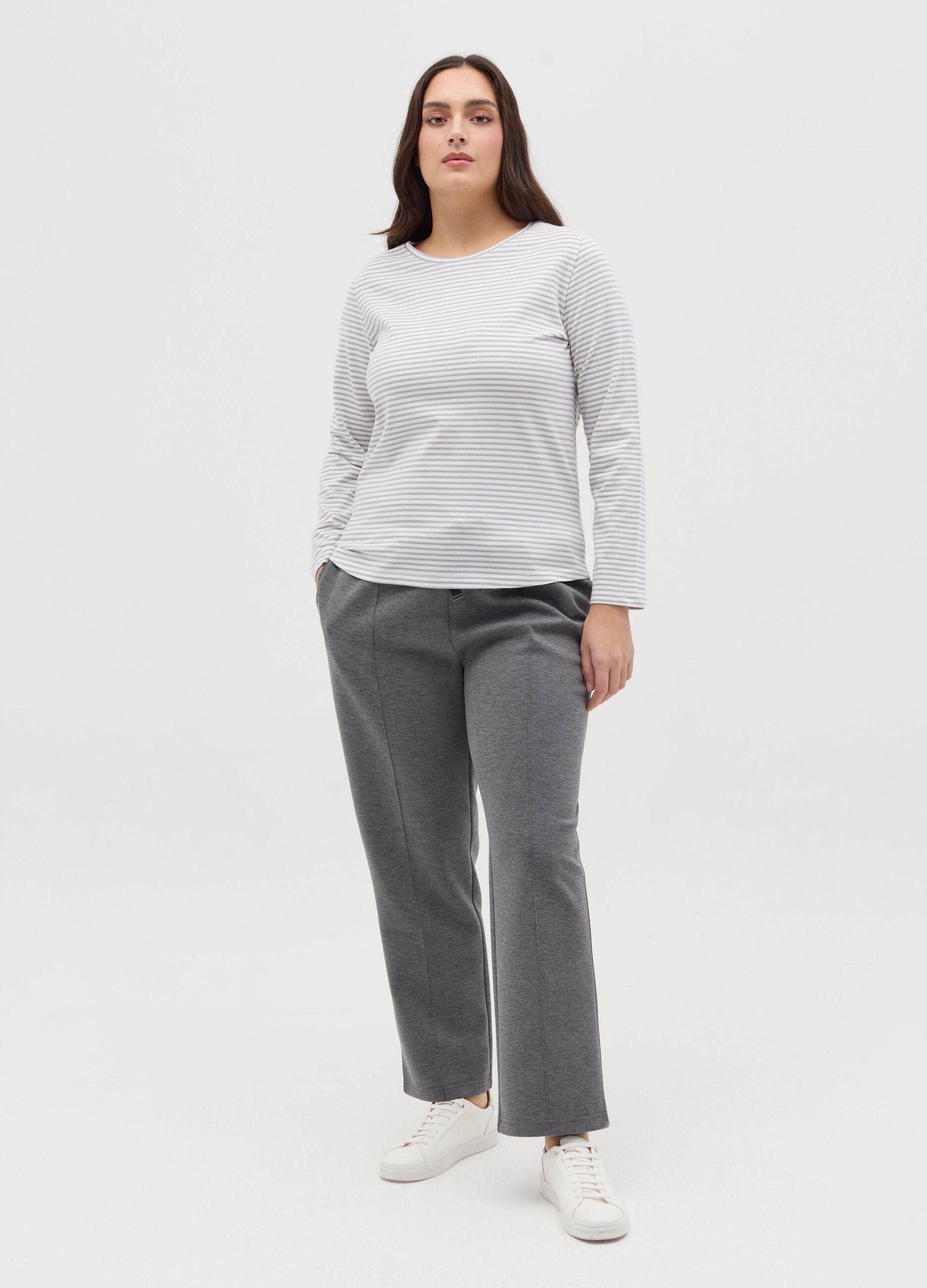 Curvy T-shirt in striped lurex