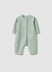 Green pure cotton baby romper with buttons_0