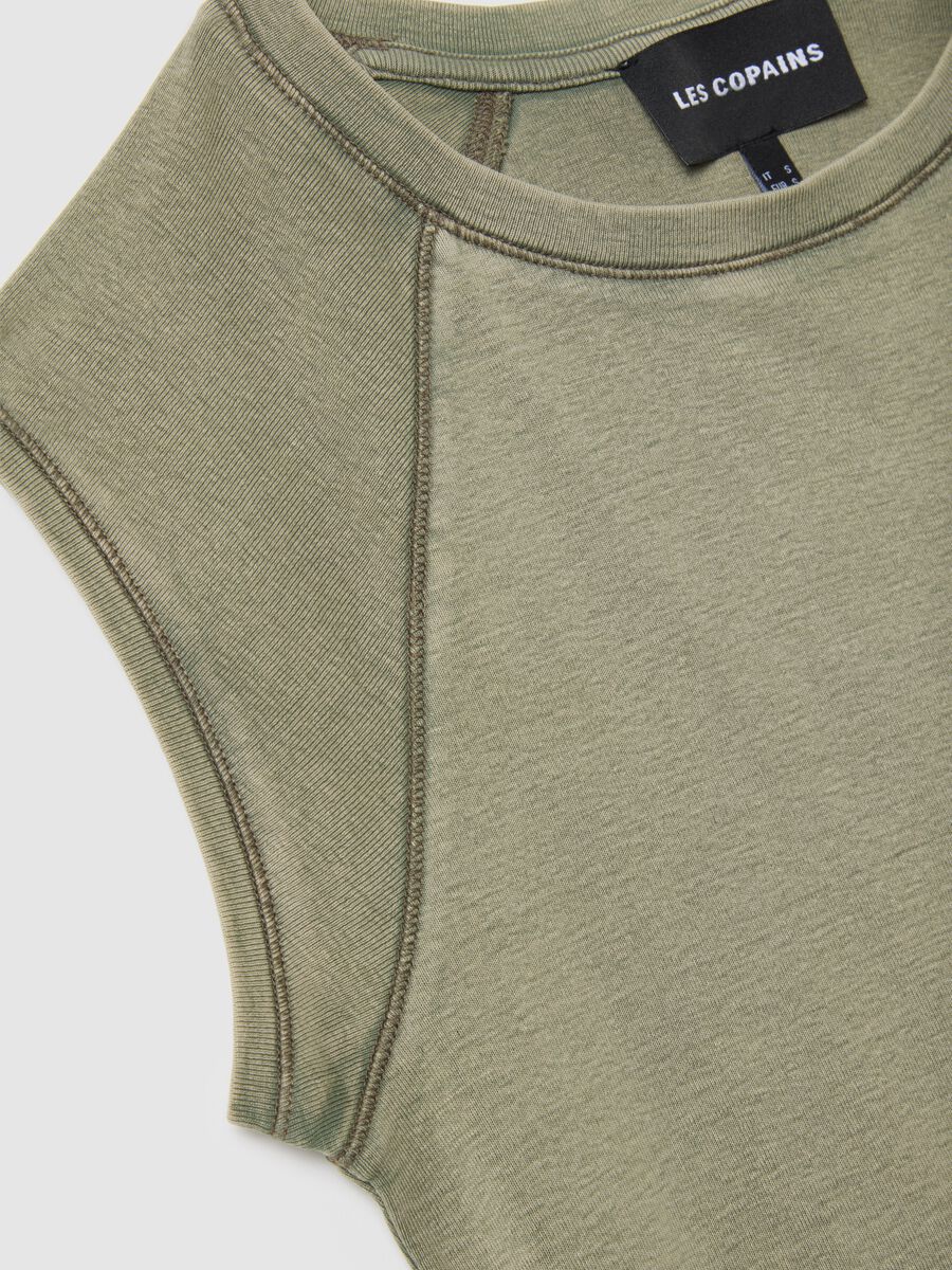 Women's fitted green pure cotton tank top_1