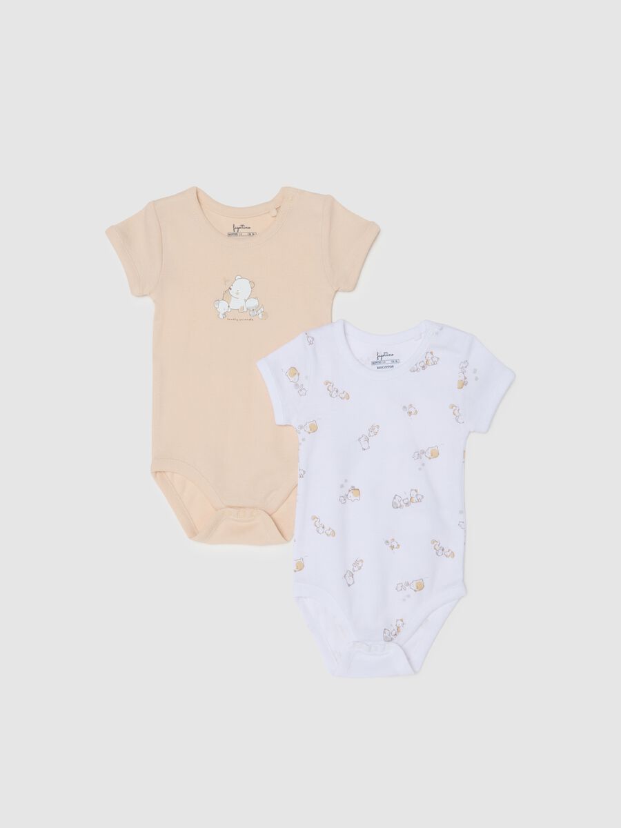 Multicolour newborn bodysuit twin-pack in pure cotton_0