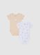Multicolour newborn bodysuit twin-pack in pure cotton_0