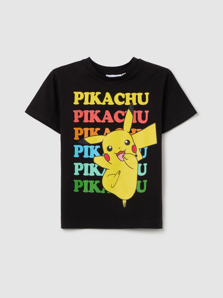 Cotton T-shirt with Pikachu print_0