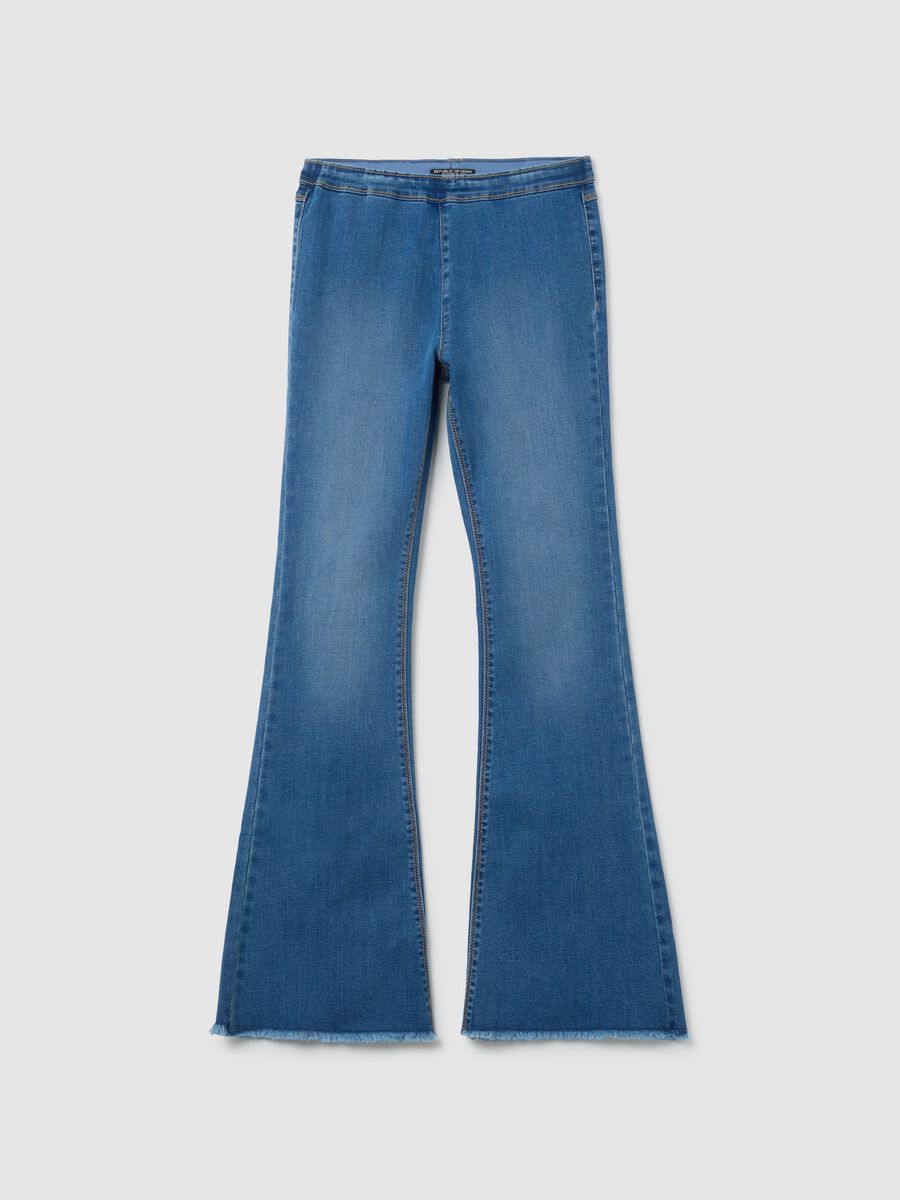 Girls' Blue Flare Cotton Blend Jeggings_3