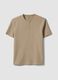 Beige regular-fit short-sleeve T-shirt with Henley neckline_4