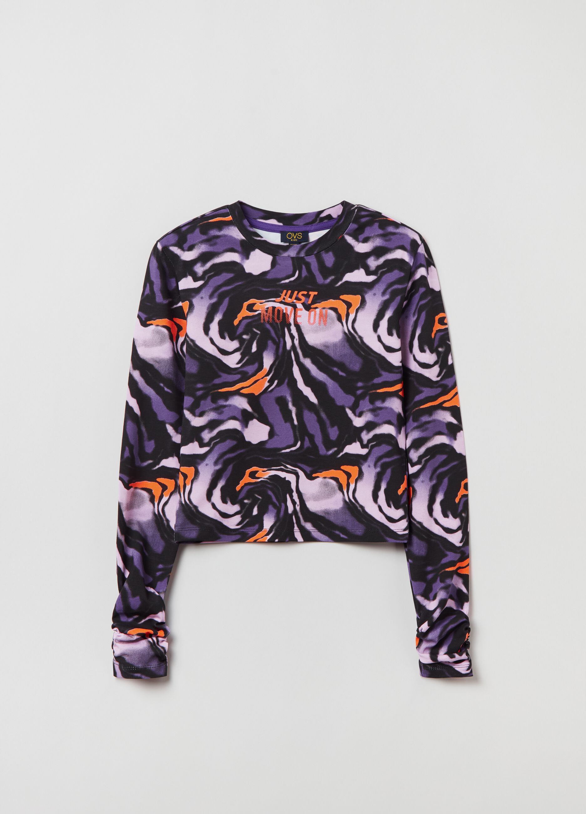 T-shirt maniche lunghe Tie Dye con stampa