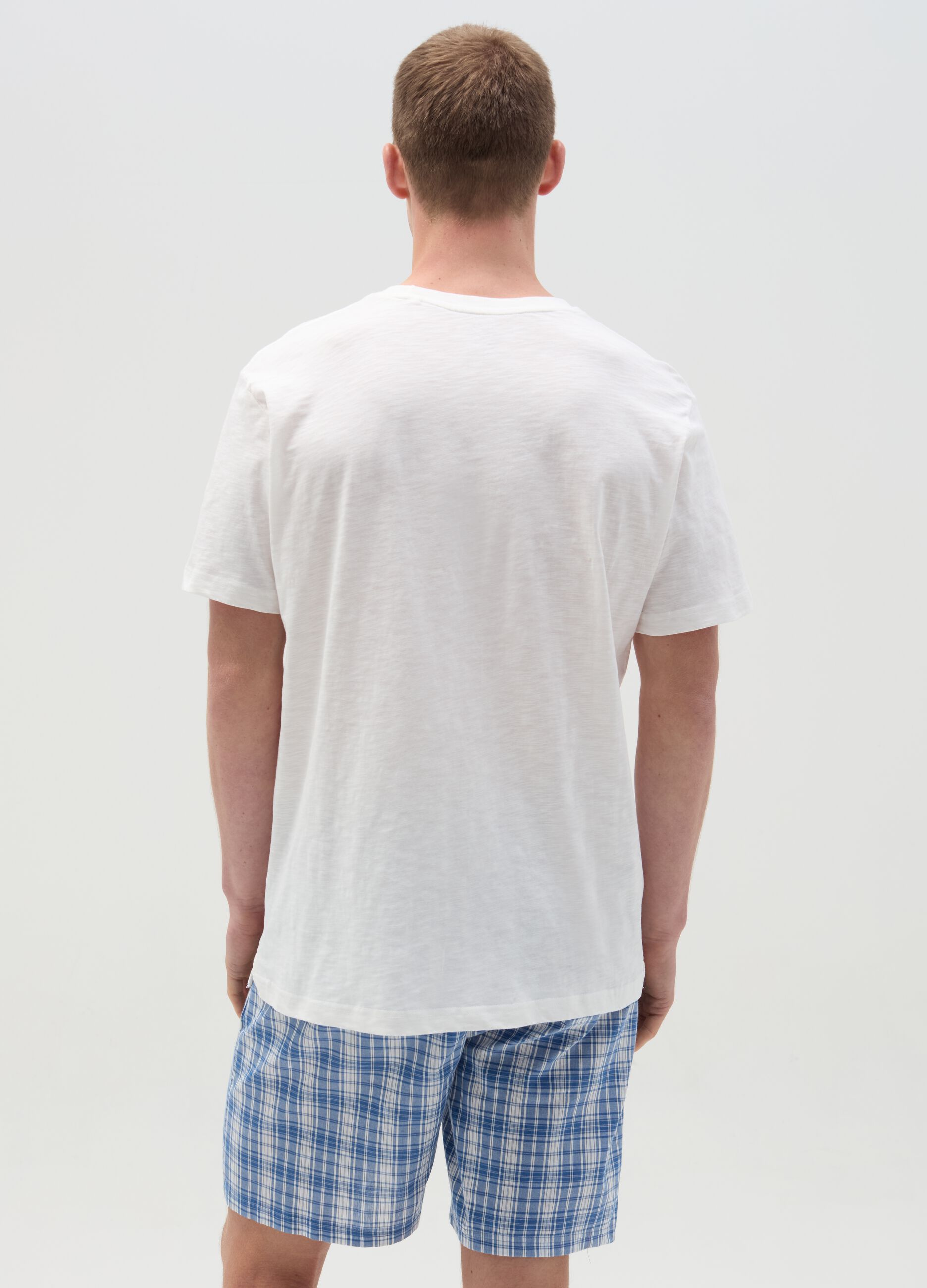 Slub jersey pyjamas with patterned shorts
