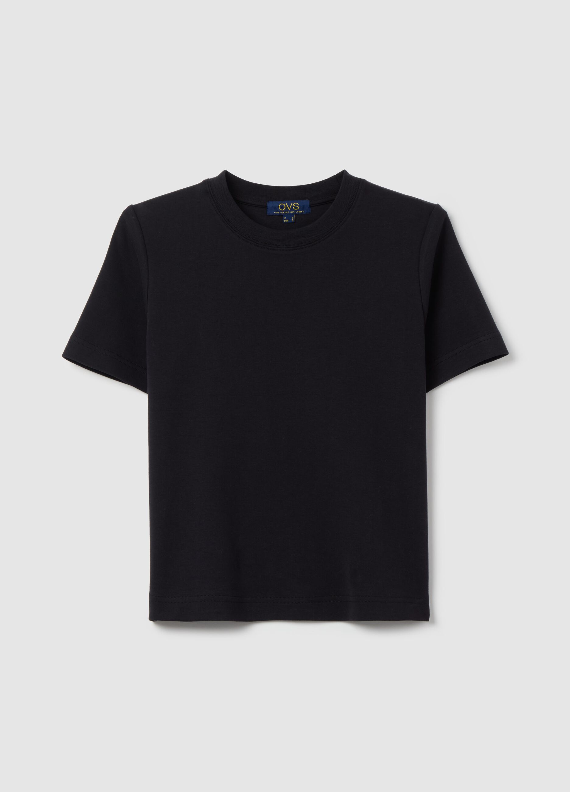 Solid colour T-shirt with round neck