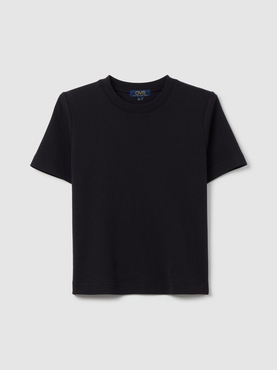 Solid colour T-shirt with round neck_4