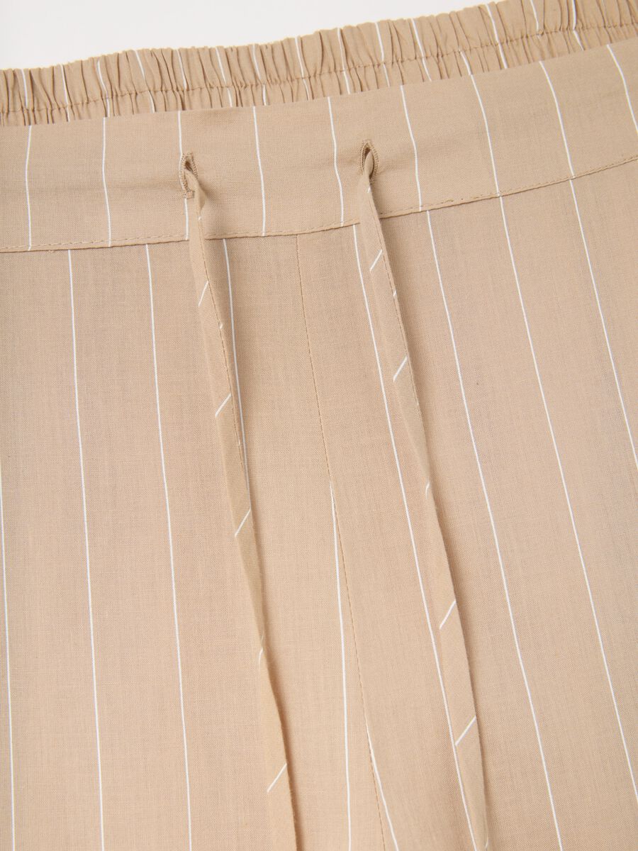 Pantaloni da donna in puro cotone beige wide leg_1