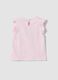 Pink organic cotton girls&rsquo; tank top with print and ruffles_1