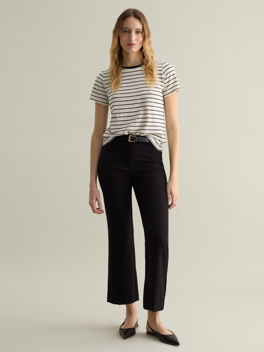 T-shirt with round neck and striped pattern_1