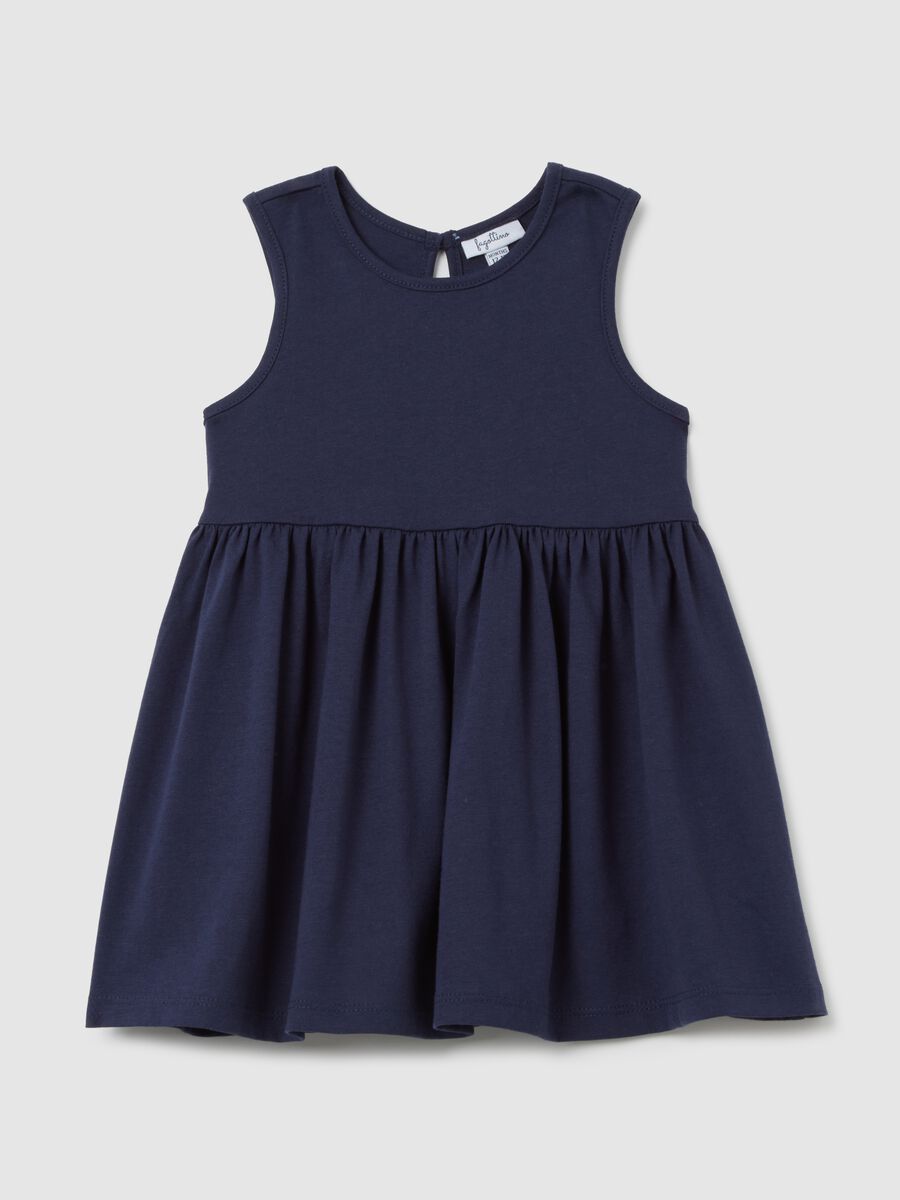 Blue pure cotton girls' dress regular fit_0