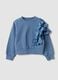 Blue pure cotton sweatshirt with ruffles and crew neck_0
