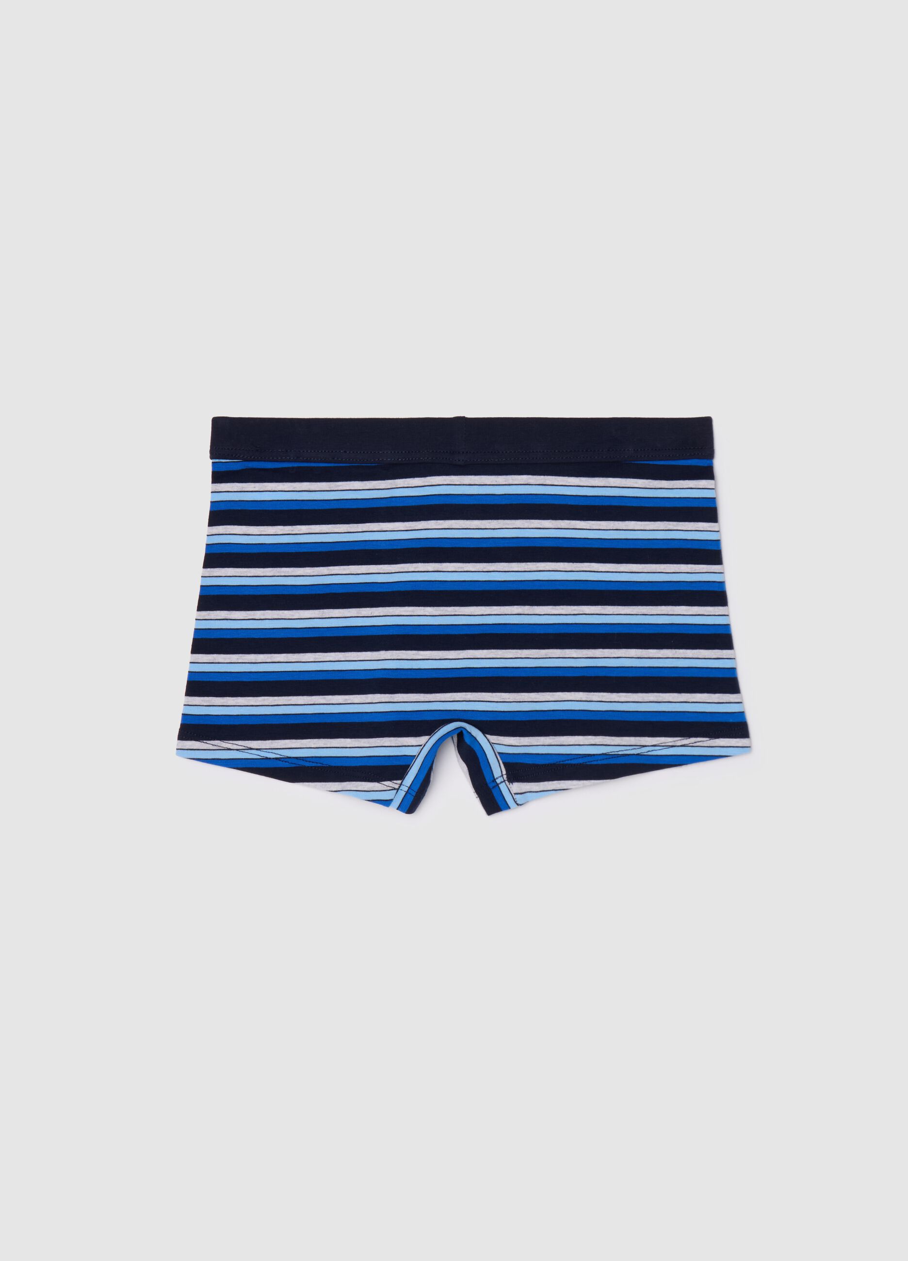 Stretch cotton boxer shorts with striped pattern