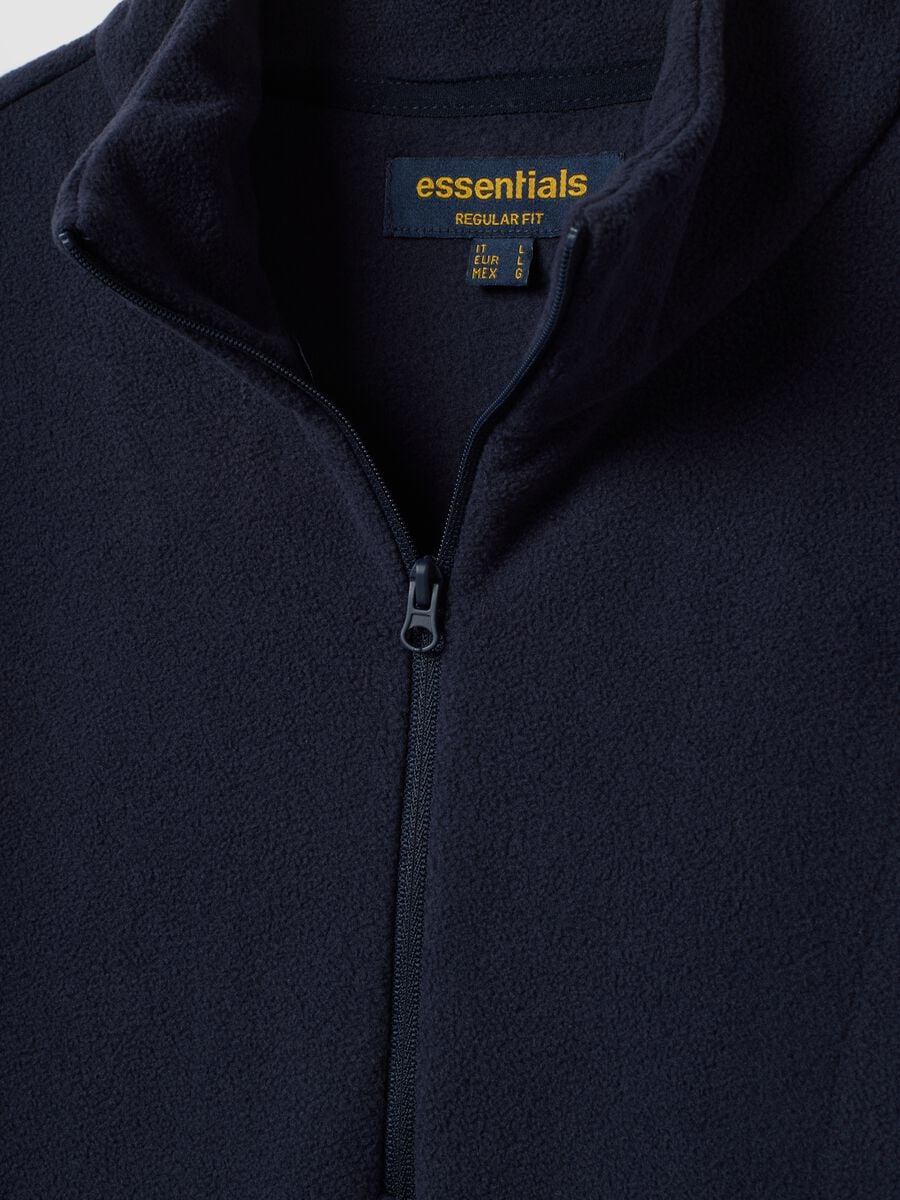 Felpa blu half zip regular fit in pile_1