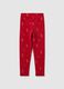 Girls' red skinny cotton leggings with prints_1