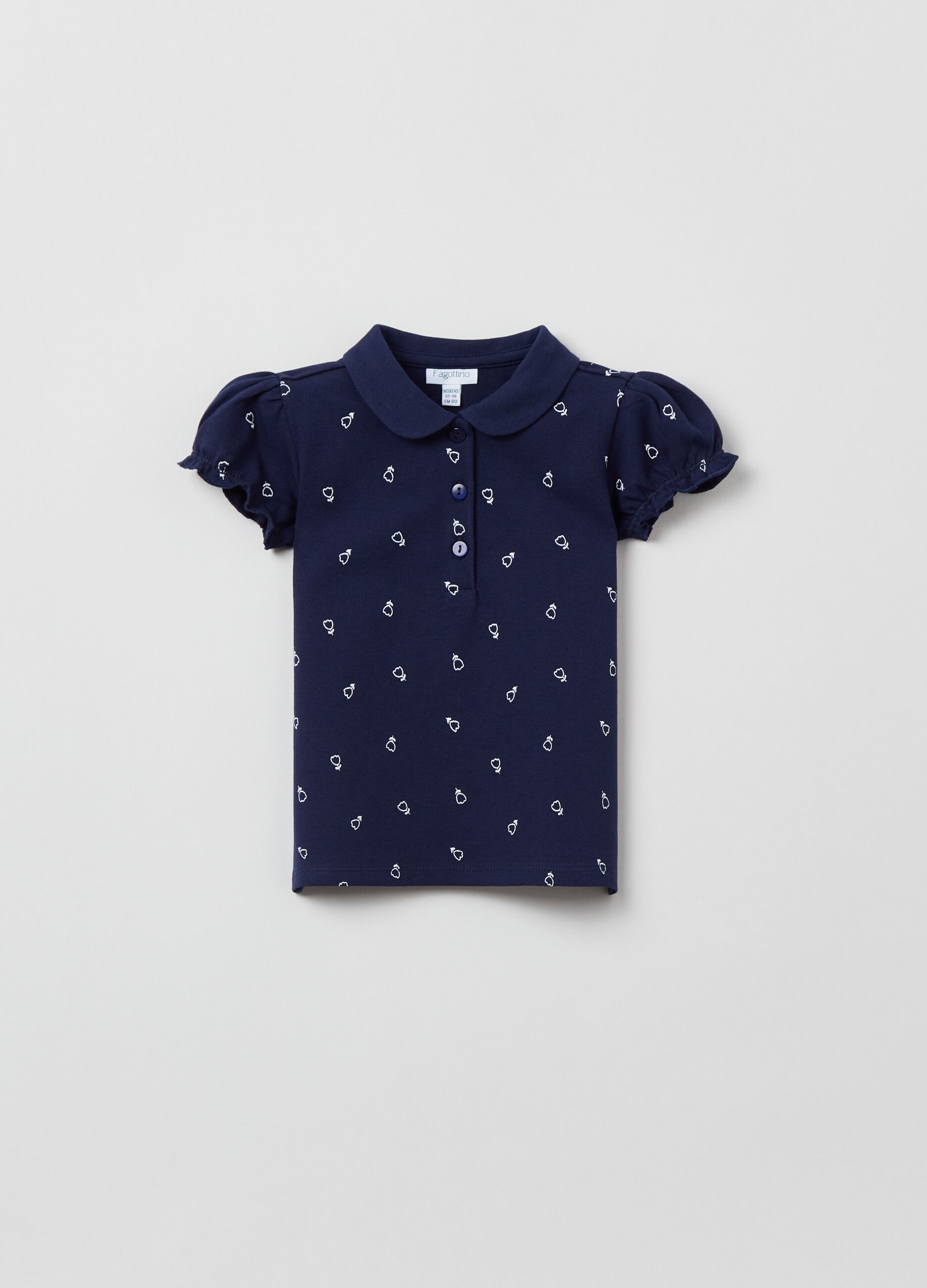 Cotton polo shirt with all-over print