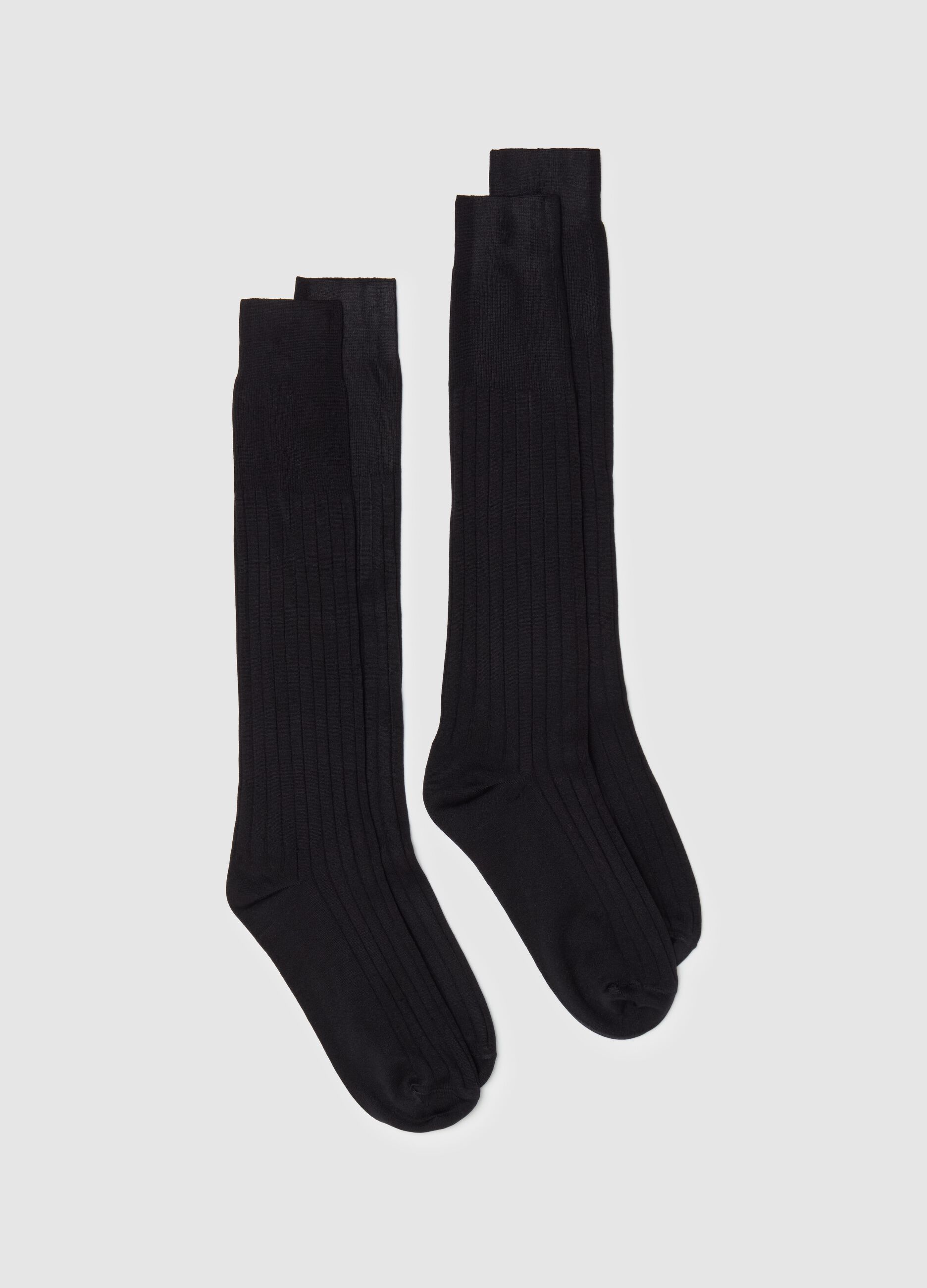 Two-pair pack long ribbed socks
