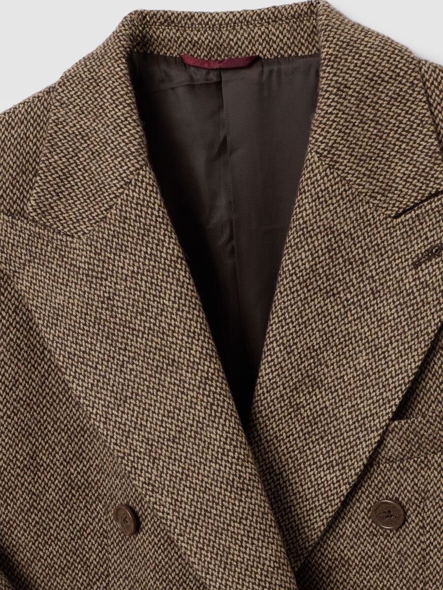 Cappotto lungo a quadri marrone regular fit_5